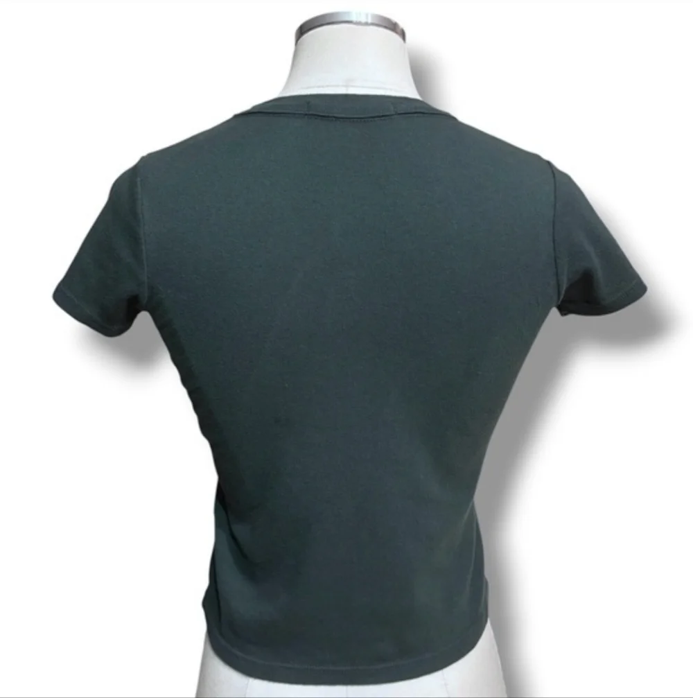 BRANDY MELVILLE Dark Green Cotton Cropped Shirt One Size - Picture 4 of 10